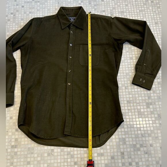 Charles Tywitt Green Flannel Cotton Buttondown Shirt - Picture 10 of 11